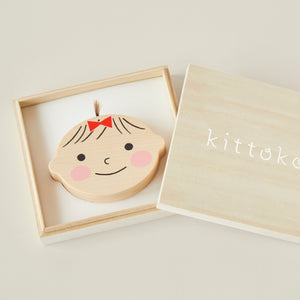 Kittoko 一生に一度のファーストカット飾り Red 木製 はじめてのカット記念 胎毛 キットコ