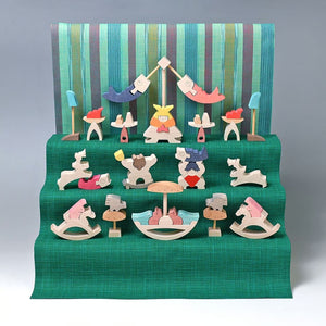 小黒三郎 組み木 五月人形 KK237 円武者三段飾り・小 普通垂幕 木製 つみき こどもの日 男の子の節句 遊プラン