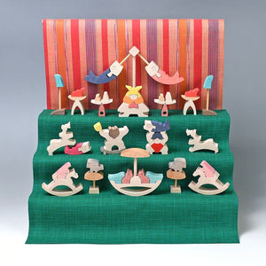 小黒三郎 組み木 五月人形 KK237 円武者三段飾り・小 普通垂幕 木製 つみき こどもの日 男の子の節句 遊プラン